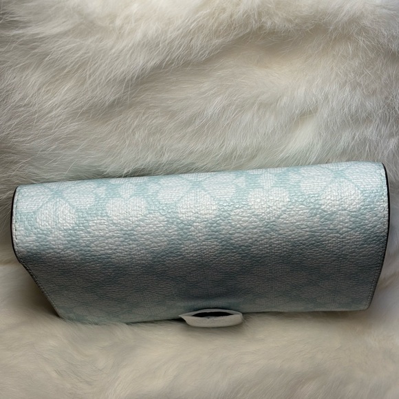 Kate Spade wallet- spade flower pvc color blue glow with gold accents. - Picture 5 of 8